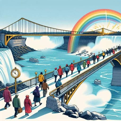 how long does it take to walk across rainbow bridge niagara falls