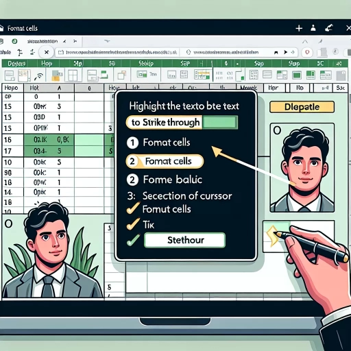 how to cross out text in excel