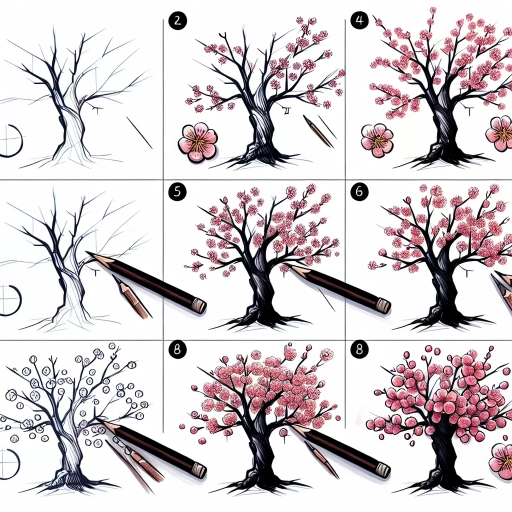 how to draw a cherry blossom tree