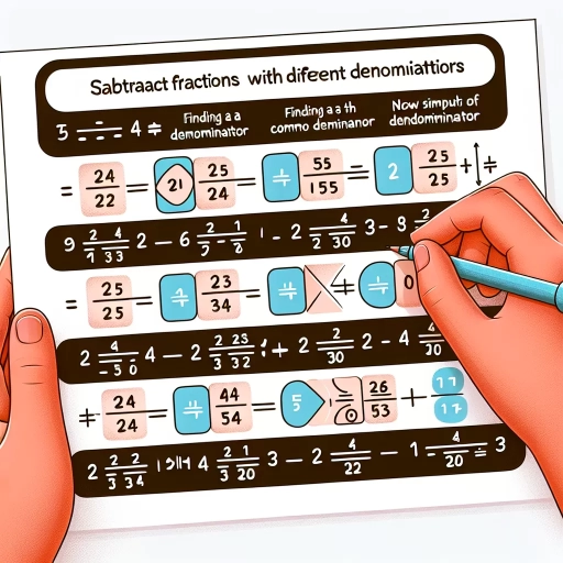 how to subtract fractions with different denominators