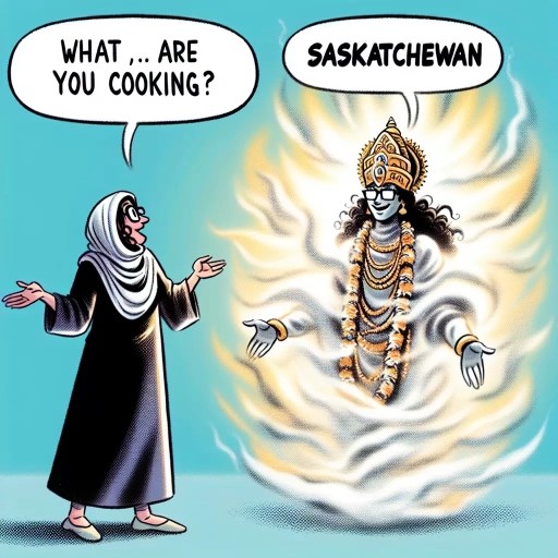 comic picture where someone asks god what is cooking? answer saskatchewan