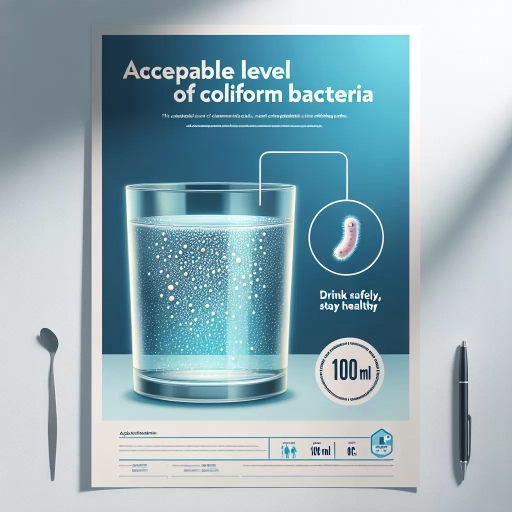 what is the acceptable level of coliform bacteria per 100 ml of drinking water?