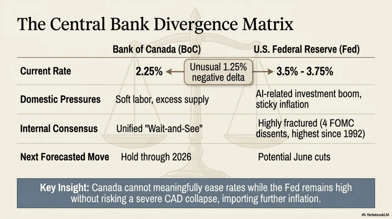 The Central Bank Divergence Matrix: Bank of Canada vs. U.S. Federal Reserve