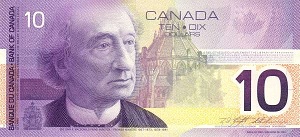 Canadian Dollar Banknote - 10 Dollar Version A Front