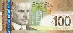 Canadian Dollar Banknote - 100 Dollar Front Version A