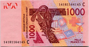 West African CFA Franc Banknote - 1000 Franc Front
