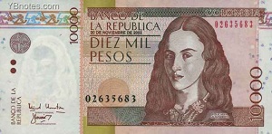 Colombian Peso Banknote - 10000 Peso Front Version A