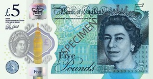 British Pound Sterling Banknote - 5 Pound Front