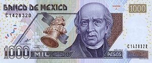 Mexican Peso Banknote - 1000 Peso Front Version A