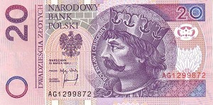Polish Zloty Banknote - 20 Zloty Front Version A