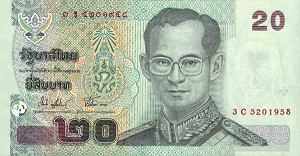 Thai Baht Banknote - 20 Baht Front Version A