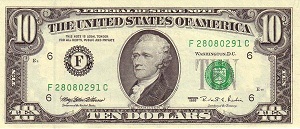 10 United States Dollar Bill