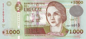 Uruguayan Peso Banknote - 1000 Peso Front Version A